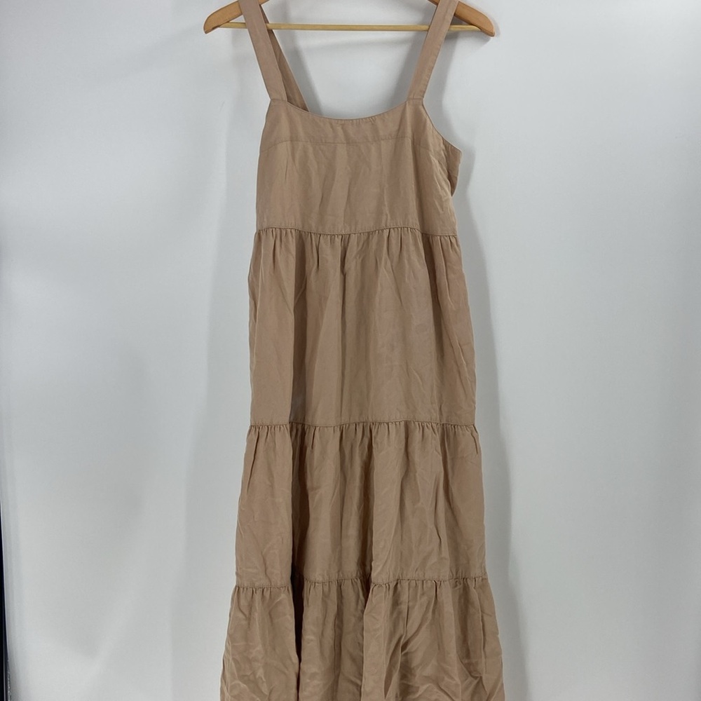 The Drop beige tiered flouncy ruffle hem maxi sun dress neutral spring summer - Picture 13 of 16
